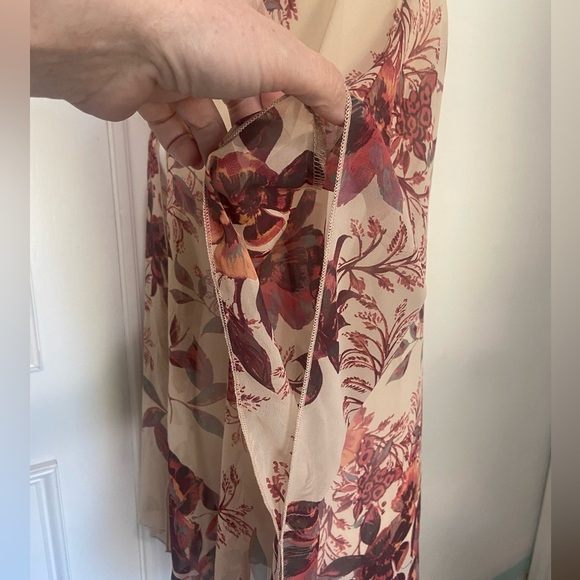 i.Joah semi sheer large floral print fall color open front high low kimono L - Picture 6 of 6
